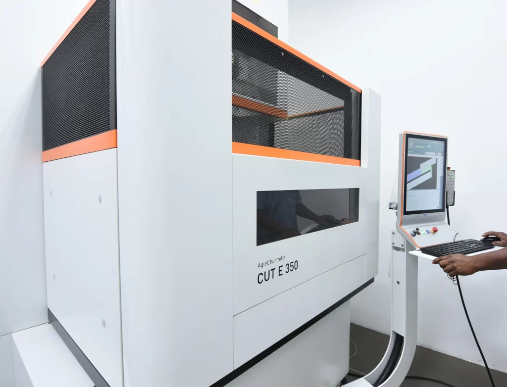 Operator programming AgieCharmilles CUT E 350 EDM machine for high-precision tooling fabrication in Malaysia